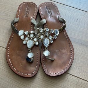 Mystique Size 6 Crystal Jeweled Embellished Thong Sandals